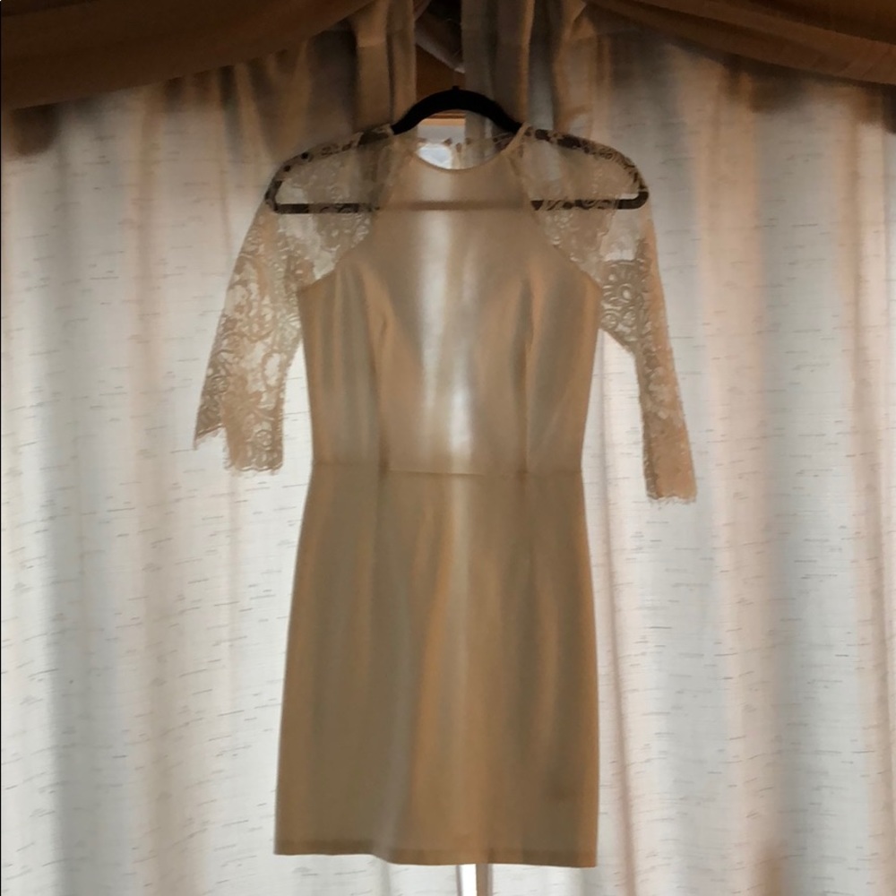 White midi dress with lace detailing